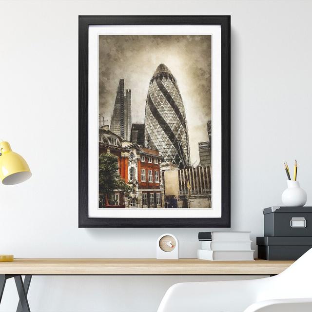 The Gherkin in London - Picture Frame Graphic Art East Urban Home Size: 36cm H x 27cm W x 2cm D, Frame Option: Black on Productcaster.