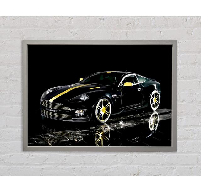 Aston Martin DB9 Black and Yellow - Single Picture Frame Art Prints on Canvas Bright Star Size: 59.7cm H x 84.1cm W x 3.3cm D on Productcaster.