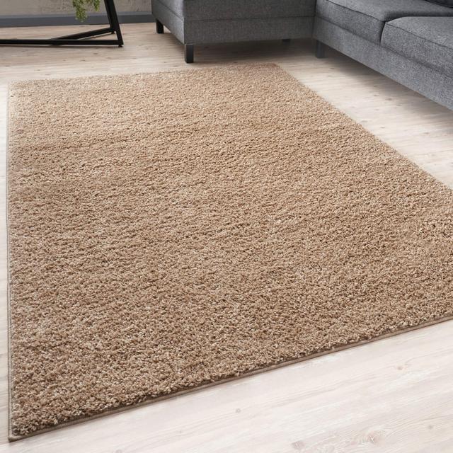 Myshaggy Collection Solid Colour Machine Woven Beige Area Rug THE RUGS Rug Size: Square 120cm on Productcaster.