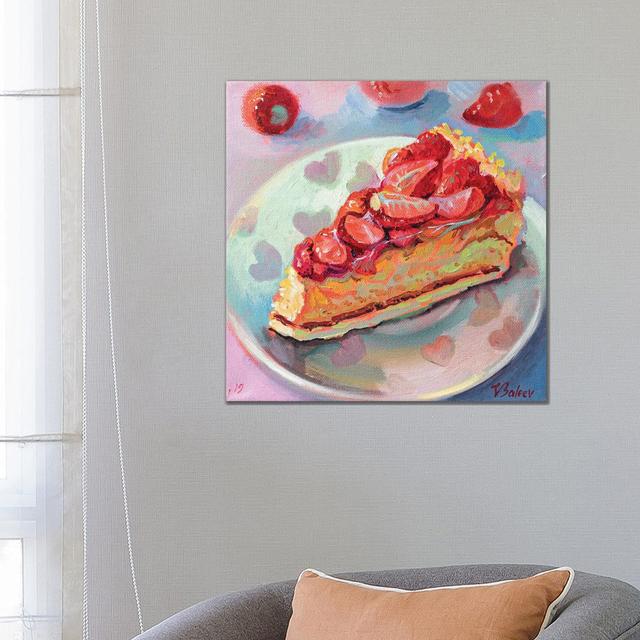 Piece Of Strawberry Pie by Katharina Valeeva - Wrapped Canvas Painting ClassicLiving Size: 66.04cm H x 66.04cm W x 1.91cm D on Productcaster.