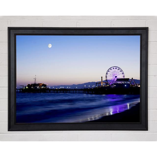 Ocean Pier Moonlight Framed Print Highland Dunes Size: 84.1cm H x 118.9cm W on Productcaster.