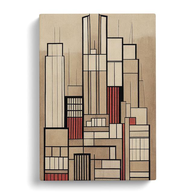 XC1022-3791X Retro City Skyline Art No.4 - Wrapped Canvas Graphic Art Marlow Home Co. Size: 60cm H x 40cm W x 3cm D on Productcaster.