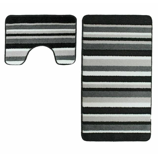 Fabliha 2 Pieces Set Non Slip Rectangular Bath Mat and Pedestal Mat (Set of 2) Ebern Designs on Productcaster.