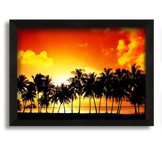 Orange Palm Tree Sunset - Picture Frame Photograph on Canvas Bay Isle Home Size: 30cm H x 42cm W x 10cm D on Productcaster.