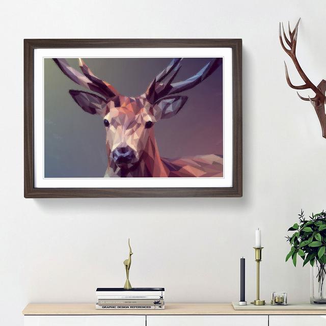 Geometric Stag Deer in Abstract - Picture Frame Graphic Art Print East Urban Home Size: 48cm H x 65cm W x 2cm D, Frame Option: Walnut Framed on Productcaster.