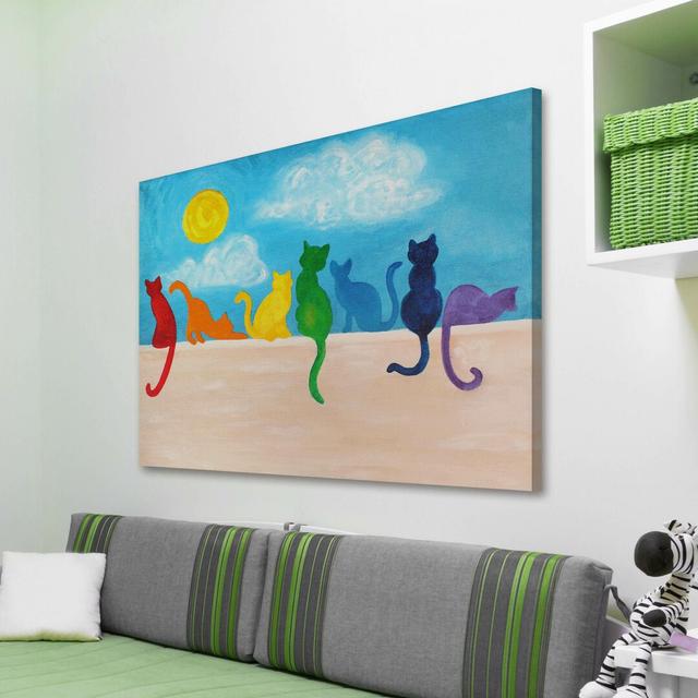 Rainbow Cats II by Nicola Joyner - Painting on Canvas East Urban Home Size: 61cm H x 91cm W x 3.81cm D on Productcaster.