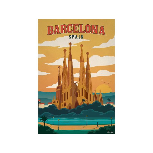 'Barcelona' Graphic Art Print on Wrapped Canvas George Oliver Size: 66.04cm H x 45.72cm W x 1.91cm D on Productcaster.