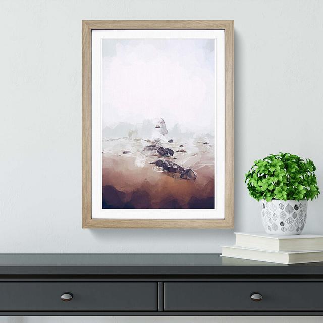 Rocks upon a Beach in San Francisco in Abstract - Picture Frame Graphic Art Print East Urban Home Size: 50cm H x 35cm W x 2cm D, Frame Option: Oak on Productcaster.