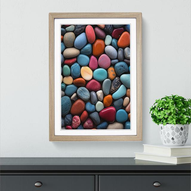 Pebbles Colour Field No.2 - Single Picture Frame Print on Wood 17 Stories Format: Oak Framed, Size: 46cm H x 34cm W x 2cm D on Productcaster.