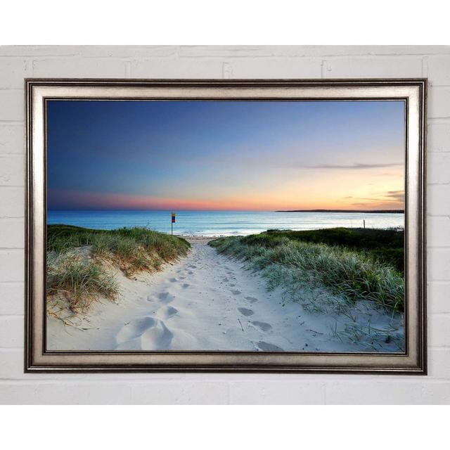 Sunrise Beach Walk Framed Print House of Hampton Size: 21cm H x 29.7cm W x 1.5cm D, Format: Gunmetal Framed Paper on Productcaster.