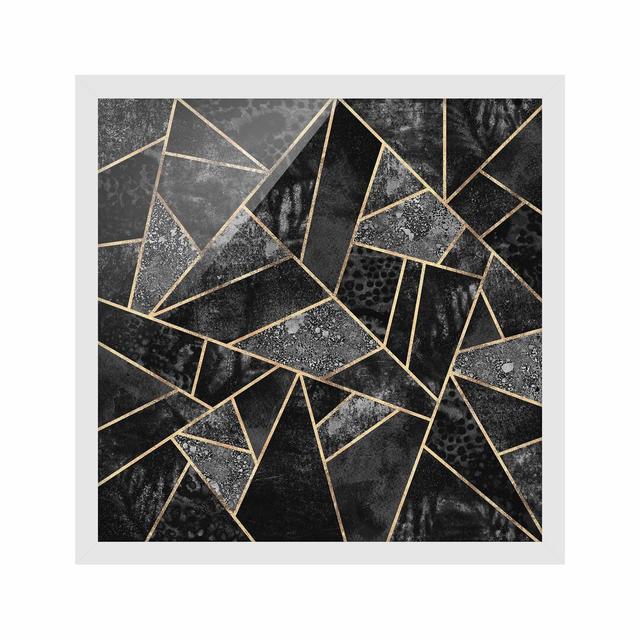 Grey Triangles Gold - Picture Frame Graphic Art Fairmont Park Size: 30cm H x 30cm W x 2cm D, Matte Colour: No Matte, Format: White on Productcaster.