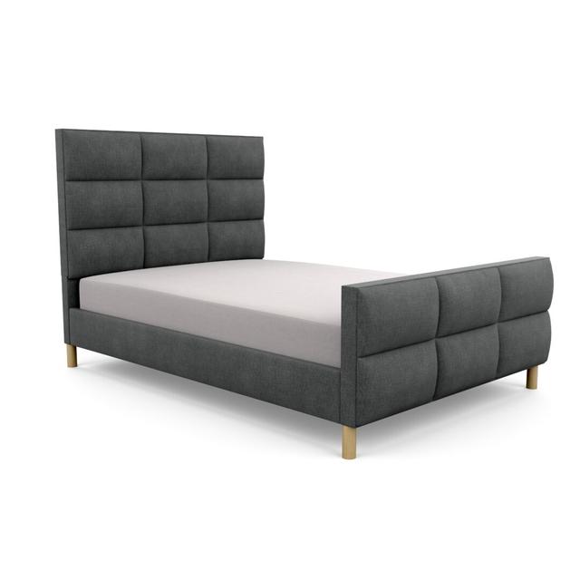 Premium Broughton Upholstered Bed Frame Brayden Studio Size: Single (3'), Upholstery Material: Linen, Upholstery Colour: Linen Charcoal on Productcaster.