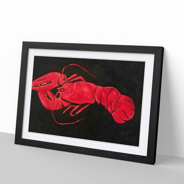 Lobster on Black by Marsden Hartley - Picture Frame Painting on MDF East Urban Home Frame Option: Black Framed, Size: 27cm H x 36cm W x 2cm D on Productcaster.