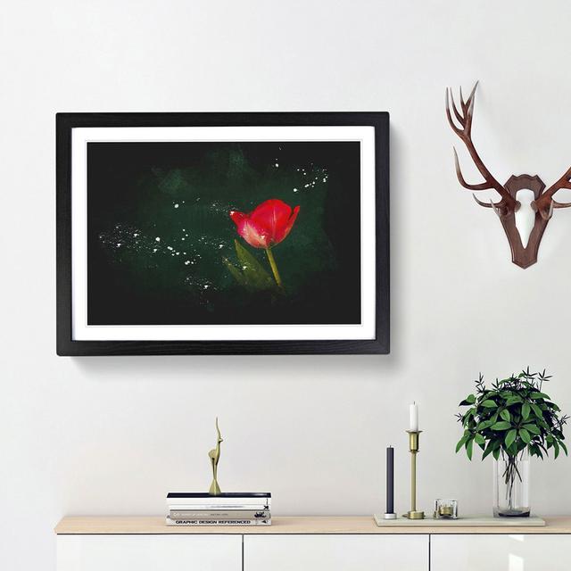 Lone Red Tulip Paint Splash - Picture Frame Graphic Art East Urban Home Frame Option: Black Framed, Size: 33cm H x 45cm W x 2cm D on Productcaster.