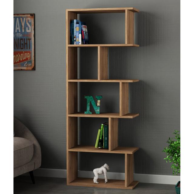 Tapi Modern Asymmetrical 5-Tier Bookcase | Engineered Wood Display Shelves (62x30x159cm) - Available in Multiple Colors Wayfair Basics Colour: Oak on Productcaster.