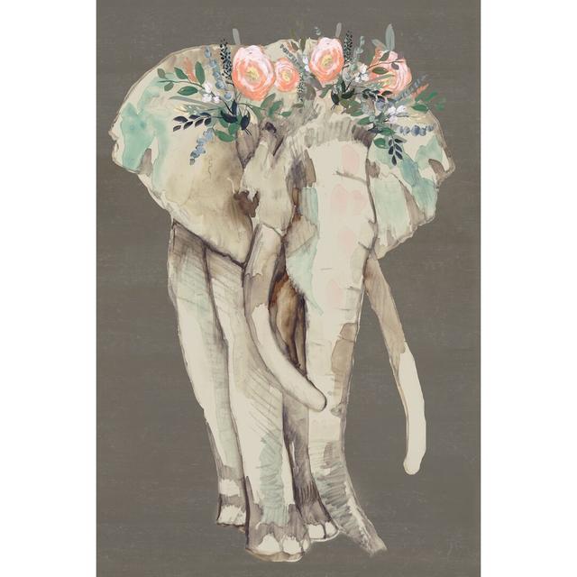 Flower Crown Elephant I by Jennifer Goldberger - Wrapped Canvas Painting Print Latitude Vive Size: 91cm H x 61cm W x 3.8cm D on Productcaster.