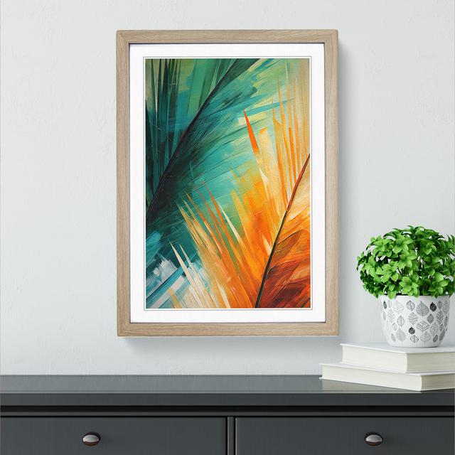 Palm Leaf Abstract - Single Picture Frame Print on Wood 17 Stories Format: Oak Framed, Size: 64cm H x 46cm W x 2" D on Productcaster.