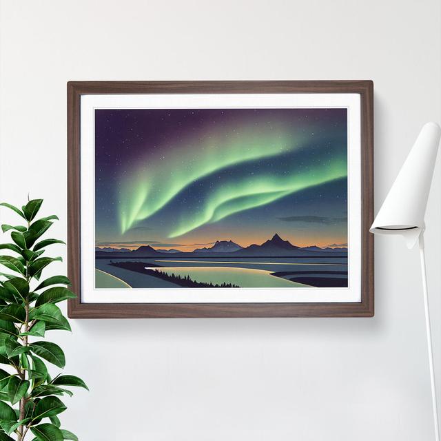 Fearless Northern Lights - Picture Frame Graphic Art Metro Lane Size: 25cm H x 34cm W x 2cm D, Frame Colour: Walnut Framed on Productcaster.