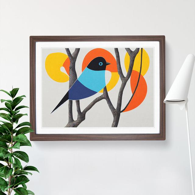 Serene Abstract Bird - Picture Frame Painting 17 Stories Size: 25cm H x 34cm W x 2cm D, Frame Colour: Walnut on Productcaster.