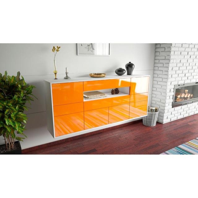 Harlingen Sideboard Ebern Designs Colour (Body/Front): White Mat/Orange on Productcaster.