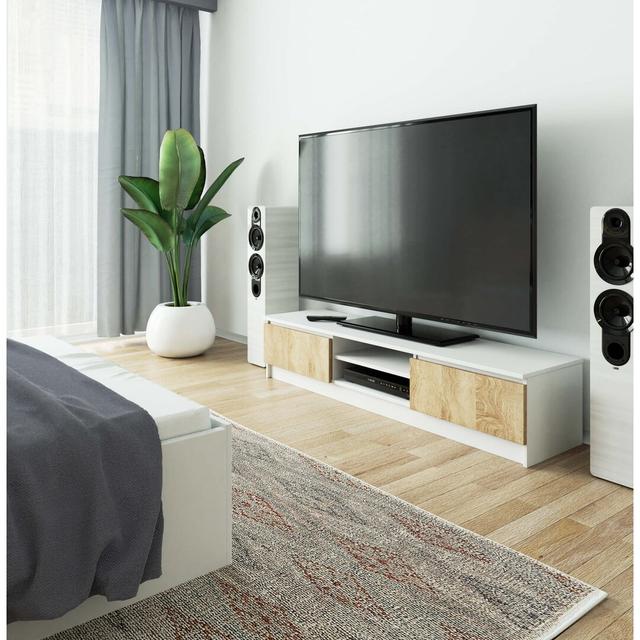 Furgeson Entertainment Unit for TVs up to 65" Ebern Designs Colour: White/Sonoma Oak on Productcaster.