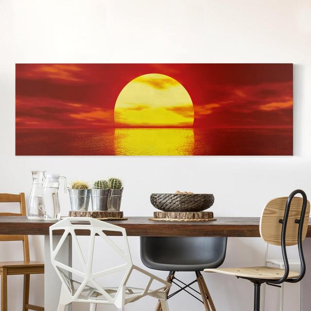 Leinwandbild - Fantastic Sunset Haus am Meer Größe: 30 cm H x 90 cm B on Productcaster.