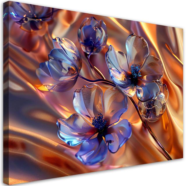 Canvas Print, Glass Flowers On Gold Background - Wrapped Canvas Print Latitude Run Size: 70cm H x 100cm W on Productcaster.