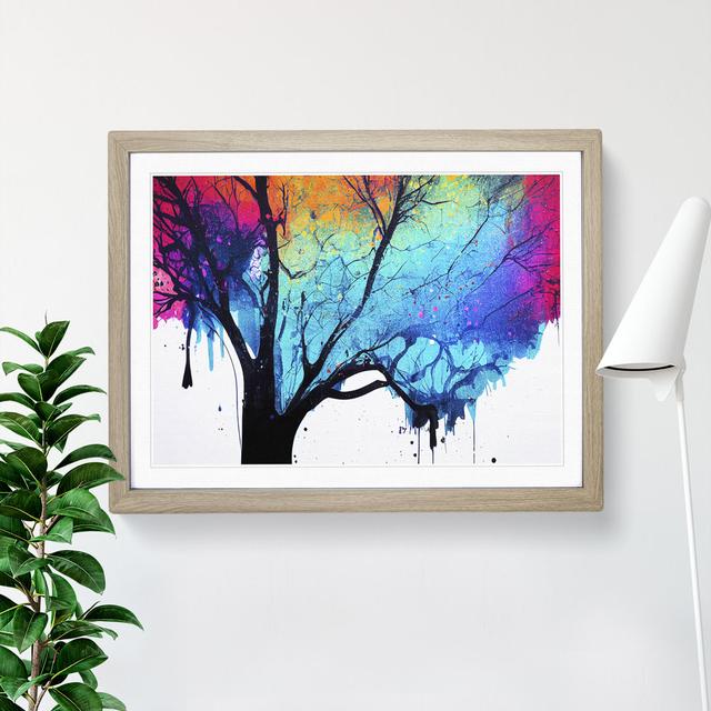 Tree Paint Splatter Abstract - Single Picture Frame Print Marlow Home Co. Size: 34cm H x 46cm W x 2cm D, Frame Colour: Oak Framed on Productcaster.