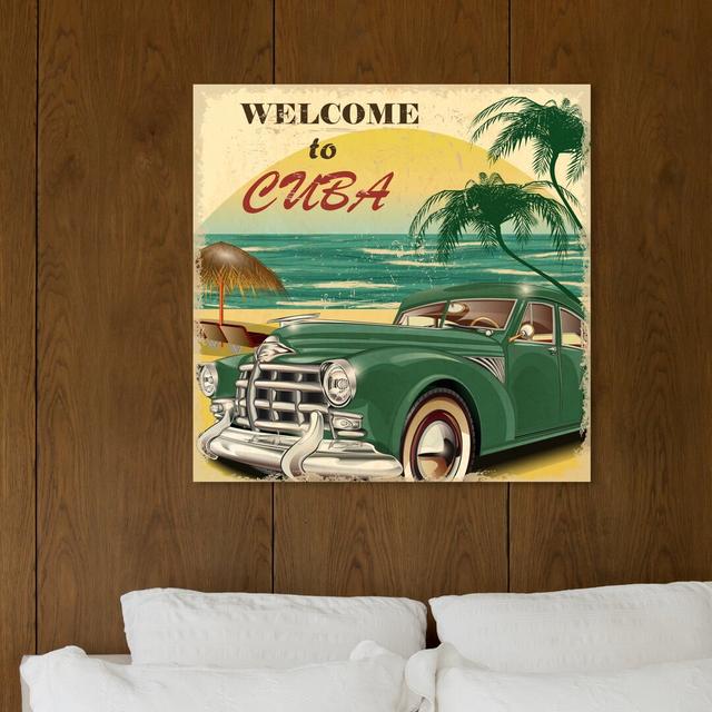 Greetings From Habana I - Wrapped Canvas Print East Urban Home Size: 61 cm H x 61 cm W x 3.8 cm D on Productcaster.