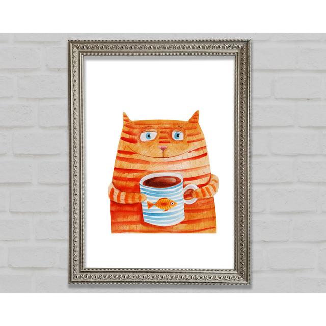 Tom Cat Drink Framed Print Happy Larry Size: 21cm H x 29.7cm W on Productcaster.