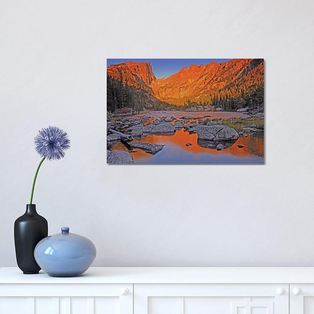 Sunrise on Dream Lake by Brian Wolf - Wrapped Canvas Photograph Union Rustic Size: 30.48cm H x 45.72cm W x 1.91cm D on Productcaster.