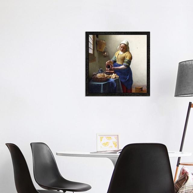 The Milkmaid by Johannes Vermeer - Painting on Canvas East Urban Home Size: 93.98cm H x 93.98cm W x 3.81cm D, Frame Option: Black Framed on Productcaster.