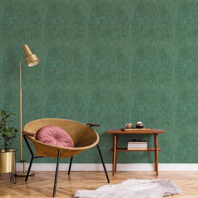 Dashai 10.05m x 53cm Textured Matte Paste the Wall Wallpaper Roll Ebern Designs Colour: Green on Productcaster.