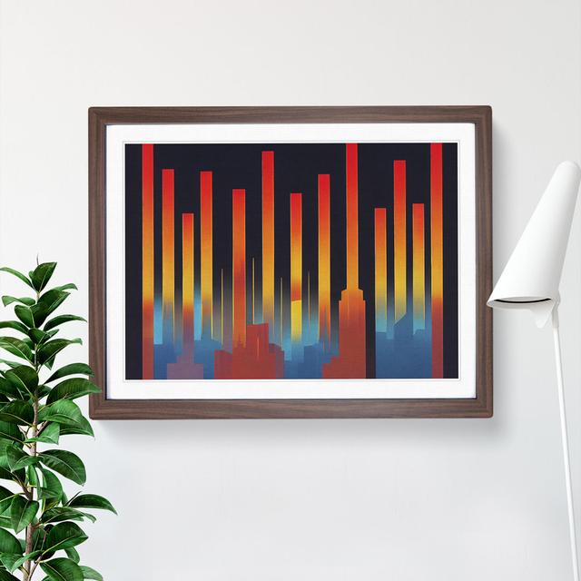 Joyous Abstract City Skyline - Picture Frame Graphic Art Latitude Run Frame Colour: Walnut, Size: 34cm H x 46cm W x 2cm D on Productcaster.