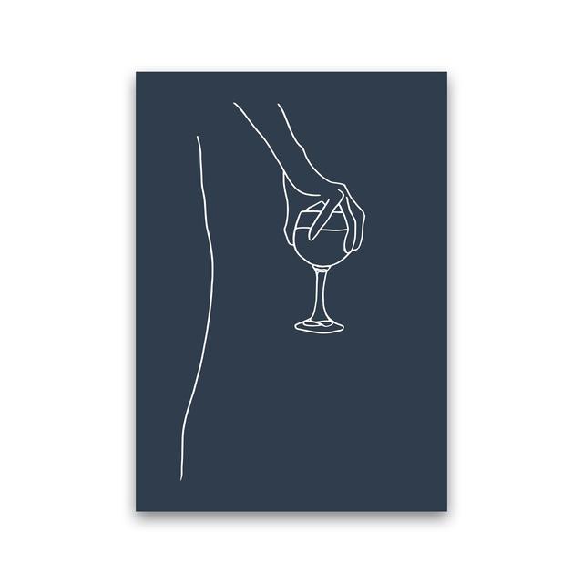 Hand Holding Wine Glass - Print 17 Stories Frame Option: No Frame, Size: 84cm H x 60cm W x 1cm D on Productcaster.