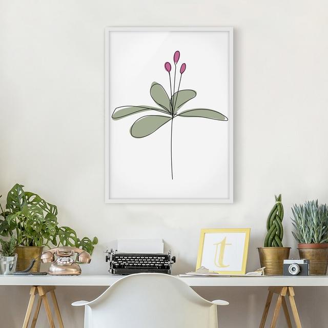 Water Lily Line Art - Picture Frame Graphic Art Rosalind Wheeler Size: 100cm H x 70cm W x 2cm D, Frame Option: White on Productcaster.