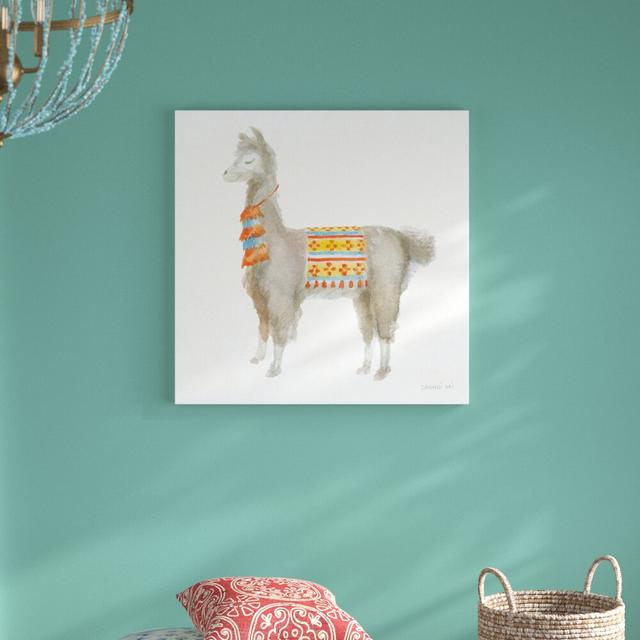 Festive Llama II by Danhui Nai - Unframed Painting Print on Canvas Blue Elephant Size: 76cm H x 76cm W on Productcaster.