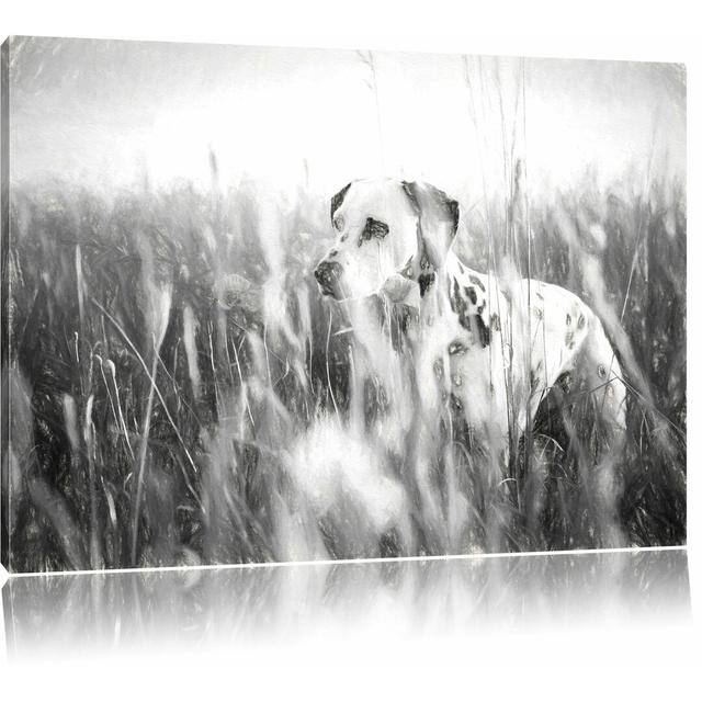 Leinwandbild ?Neugieriger Hund im Feld? East Urban Home Größe: 60 cm H x 80 cm B on Productcaster.