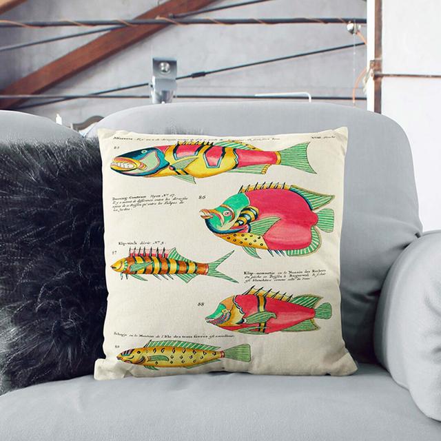 East Indies Fish Illustrations XVIII by Louis Renard Cushion with Filling East Urban Home Backing Colour: White, Size: 40cm H x 40cm W x 15cm D on Productcaster.