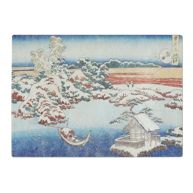 Tempered Glass Snow on the Sumida River by Katsushika Hokusai Chopping Board East Urban Home Size: 28.5 cm x 20 cm on Productcaster.