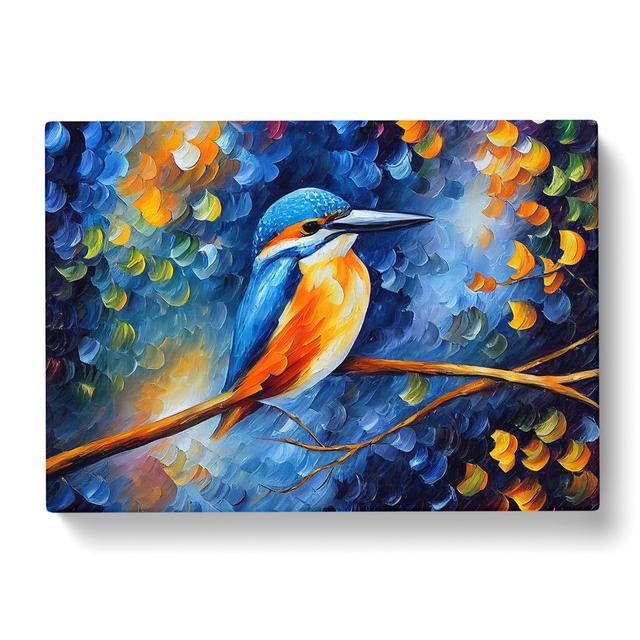 Kingfisher Bird Vol.3 Abstract - Wrapped Canvas Painting Marlow Home Co. Size: 35cm H x 50cm W x 3cm D on Productcaster.