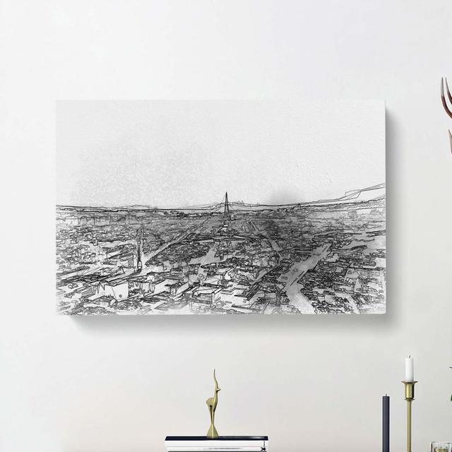 Paris Skyline in Abstract - Wrapped Canvas Drawing Print East Urban Home Size: 50cm H x 76cm W x 3cm D on Productcaster.