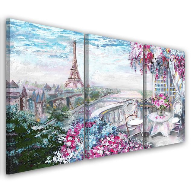 Canvas Print Paris Eiffel Tower - Landscape - Pastel Rosalind Wheeler Size: 80cm H x 120cm W x 2cm D on Productcaster.