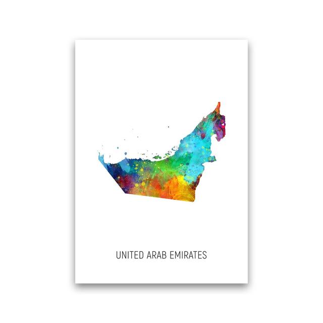 United Arab Emirates Watercolour Map by Michael Tompsett - Graphic Art Print Latitude Run Size: 30cm H x 21cm W x 1cm D, Format: Unframed on Productcaster.