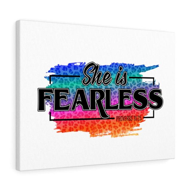 She Is Fearless Proverbs 31:25 - Wrapped Canvas Print Blue Elephant Size: 61cm H x 76cm W on Productcaster.