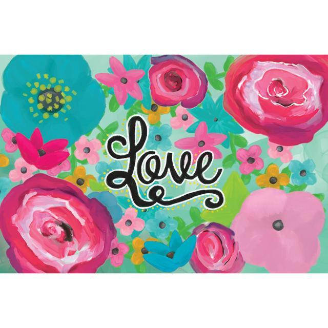 Painterly Love Flowers - Wrapped Canvas Art Prints Marlow Home Co. Size: 61cm H x 91cm W x 3.8cm D on Productcaster.