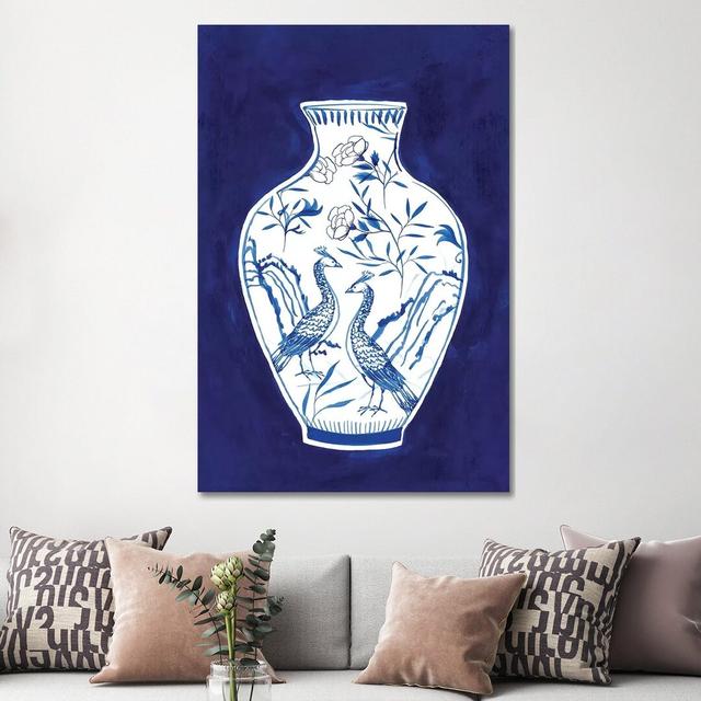 Indigo Porcelain Vase II by Isabelle Z - Print on Canvas World Menagerie Format: Wrapped Canvas, Size: 152.4cm H x 101.6cm W x 3.81cm D on Productcaster.