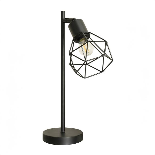 Reshia Matt Black Metal Geometric Basket Shade Table Lamp 17 Stories Base Finish: Black on Productcaster.