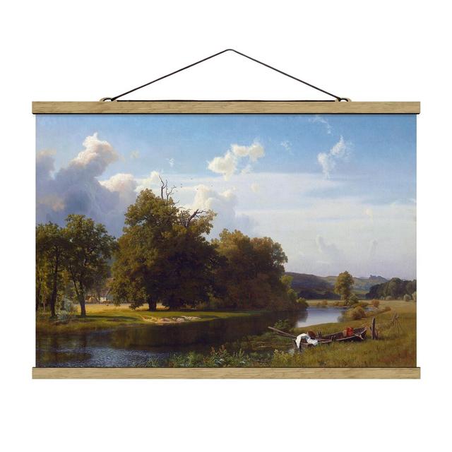 Stoffbild River Landscape by Albert Bierstadt Rosalind Wheeler Größe: 33,5 cm H x 50 cm B x 0,3 cm T on Productcaster.