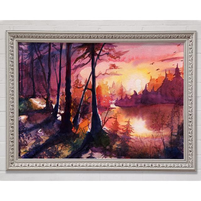 Vibrant Orange Sun In The Forest Framed Print Bright Star Size: 59.7cm H x 84.1cm W x 3cm D on Productcaster.